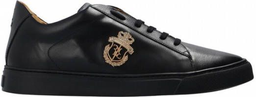 Billionaire Zwarte leren lage sneakers crest Black Heren