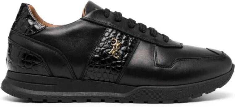 Billionaire Zwarte Leren Casual Lo-Top Sneakers Black Heren