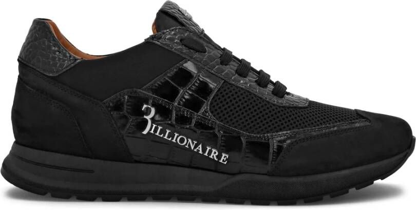 Billionaire Zwarte leren casual trainers Black Heren