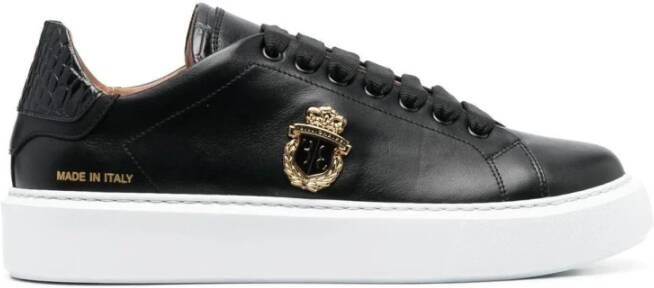 Billionaire Zwarte Leren Mid-Top Platform Sneakers Black Heren