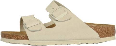 Birkenstock Arizona Antique White Suede Leren Sandalen Beige Heren