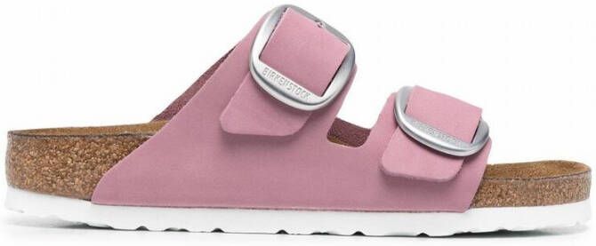 Birkenstock Arizona Big Buckle Nubuck Leather Sandals Roze Dames