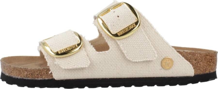 Birkenstock Arizona Big Buckle Rivet Sliders Beige Dames