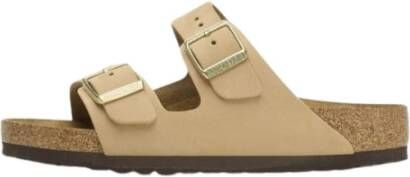 Birkenstock Arizona Lederen Sandalen met Anatomisch Voetbed Beige Heren