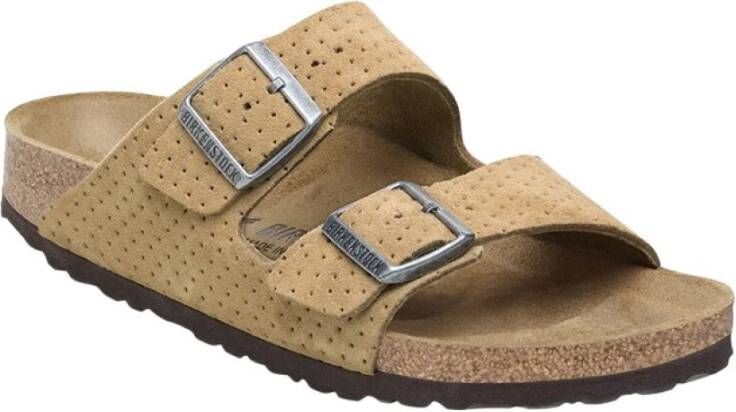 Birkenstock Arizona Lederen Slippers Beige