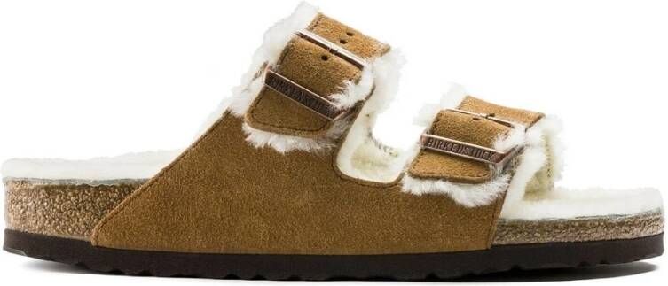 Birkenstock Arizona Sandalen met Shearling Voering White Dames