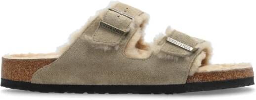 Birkenstock Arizona Schapenvacht Slippers Beige Heren