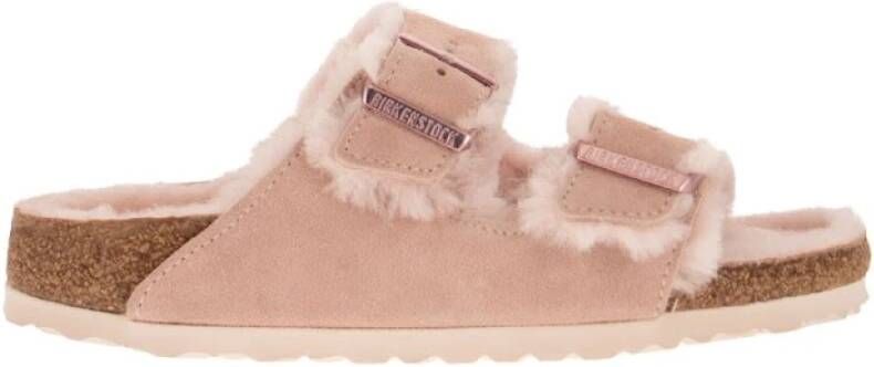 Birkenstock Arizona Shearling Sandalen Roze Dames