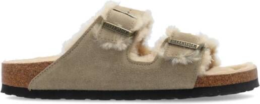 Birkenstock Arizona Shearling Slides Beige Dames