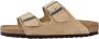 Birkenstock Arizona Suède Gestikte Slippers Beige Heren - Thumbnail 1