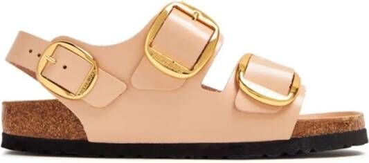 Birkenstock Beige Leren Sandaal met Gespsluiting Beige Dames