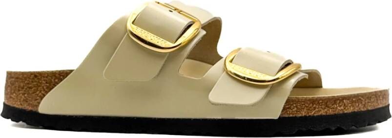 Birkenstock Beige Shine Leren Sandalen Collectie Ss25 Beige Dames