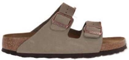 Birkenstock Beige Suède Platte Sandalen Beige Dames