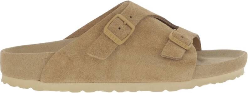 Birkenstock Beige Suède Sandalen met Kurkzool Beige Dames