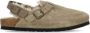 Birkenstock Beige Suède Sandalen met Shearling Voering Beige Dames - Thumbnail 1