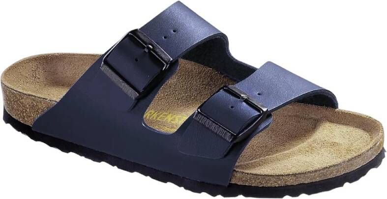 Birkenstock Blauwe Platte Sandalen met Verstelbare Bandjes Blauw Heren