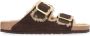 Birkenstock Bontgevoerde Shearling Slides Brown Heren - Thumbnail 1