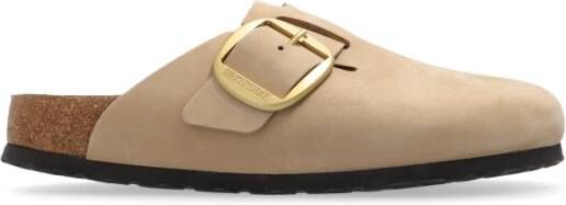 Birkenstock Boston Big Buckle Slides Beige Dames