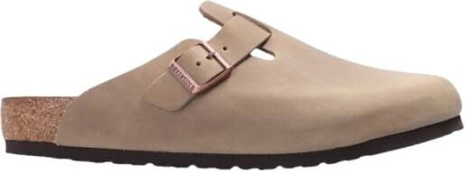 Birkenstock Boston Big Buckle slides Beige Heren