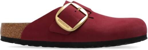 Birkenstock Boston Big Buckle Slides Red Dames