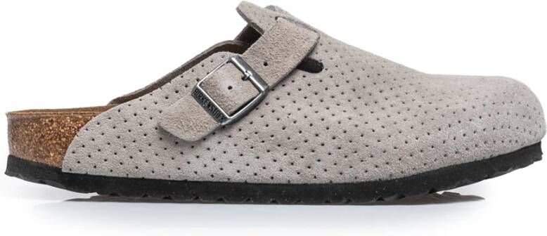 Birkenstock Boston VL Leren Sandalen Grijs Gray Heren