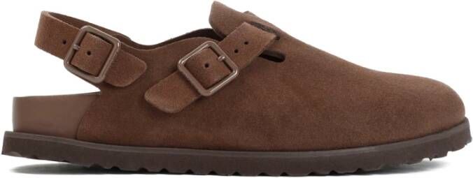 Birkenstock Bruin Leren Sandalen Ronde Neus Brown Dames