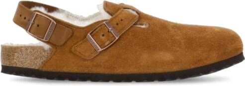 Birkenstock Bruine Suède Sandalen met Shearling Voering Brown Unisex