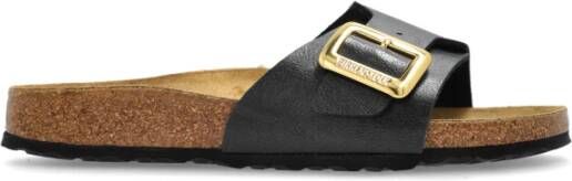 Birkenstock Catalina Cushion Buckle Slides Black Dames