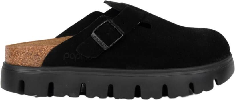 Birkenstock Chunky suède leren sandaal in zwart Black Dames