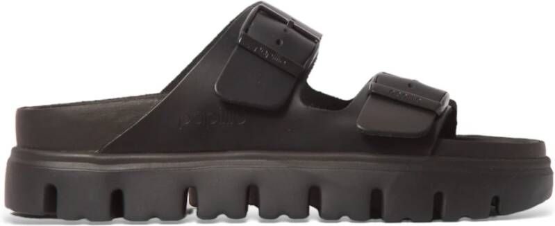 Birkenstock Chunky Zwarte Leren Sandalen Black Dames