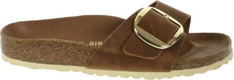 Birkenstock Cognac Leren Big Buckle Sandaal Brown Dames