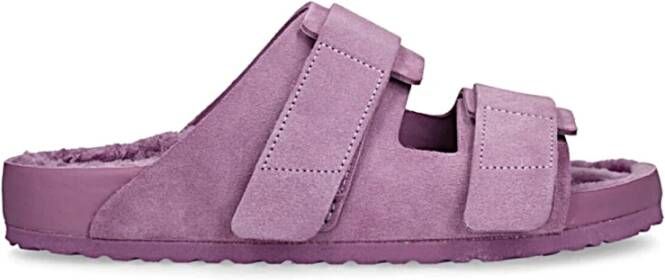 Birkenstock Uji Slides met Suède Bovenwerk en Lamsvacht Voering Purple Dames