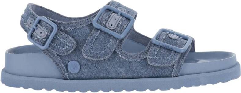 Birkenstock Denim Leren Band Sandalen Blue Dames