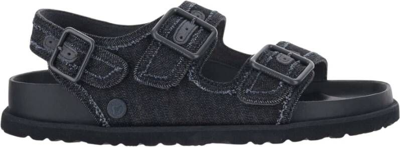 Birkenstock Donkere Wassing Denim Sandalen Black Heren