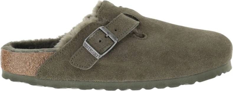 Birkenstock Gevoerde suède klomp Green Dames