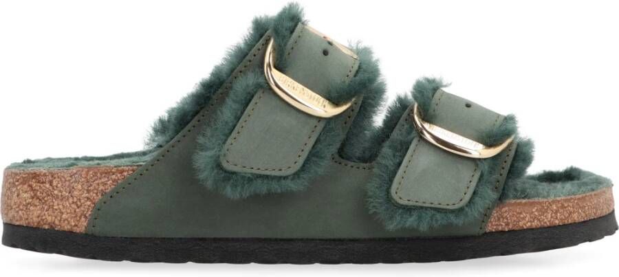 Birkenstock Gezellige instappers met voering van imitatiebont Green Dames