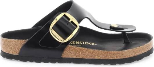 Birkenstock Gizeh Big Buckle Leren Muiltjes Black Dames