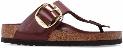 Birkenstock Gizeh Big Buckle Natural Leather Patent Sandals Bruin Dames