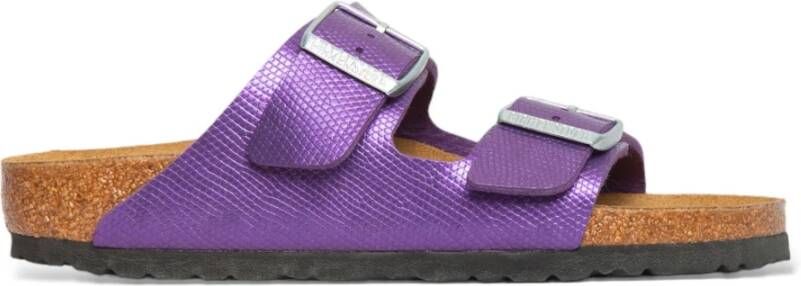 Birkenstock Glanzende Hagedis Sandalen voor Vrouwen Purple Dames