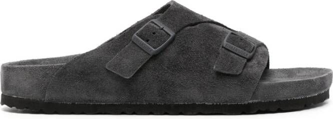 Birkenstock Grijze Suède Gesp Sandalen Gray Heren