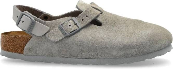 Birkenstock Grijze Suède Sandalen met Kurken Voetbed Gray Dames