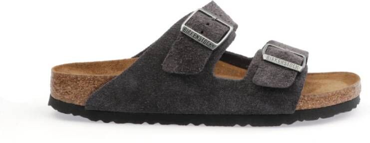 Birkenstock Grijze Suède Slippers van fluweel Gray Heren