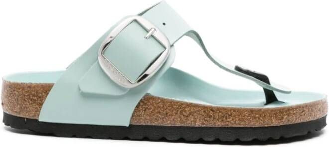 Birkenstock Groene Leren Teenslippers Green Dames