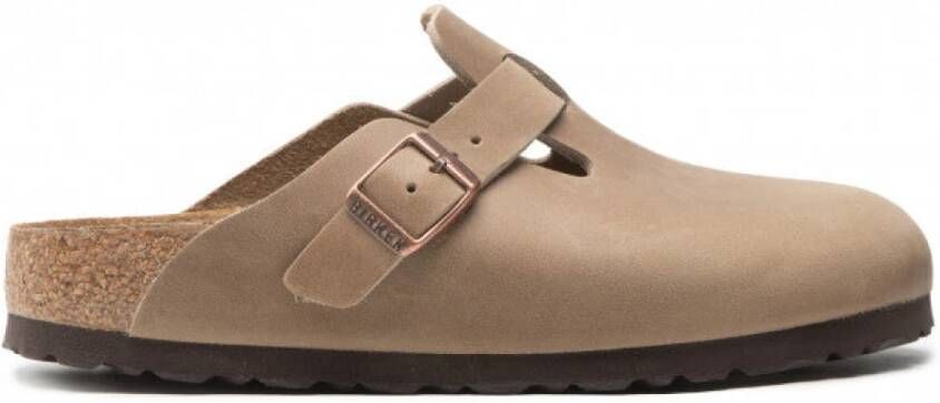 Birkenstock Habana Geolied Leren Klompen voor Dames Beige Heren