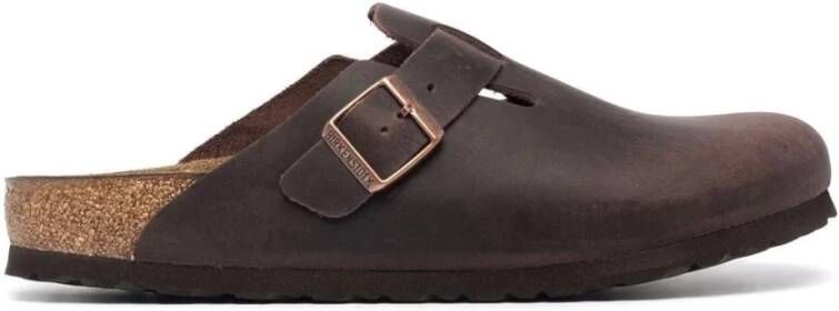 Birkenstock Klassieke Geoliede Leren Muiltjes Brown Heren