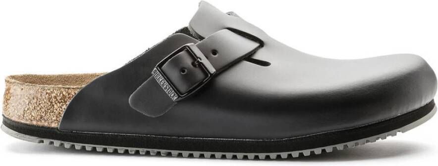 Birkenstock Klassieke Unisex Leren Klomp Zwart Unisex