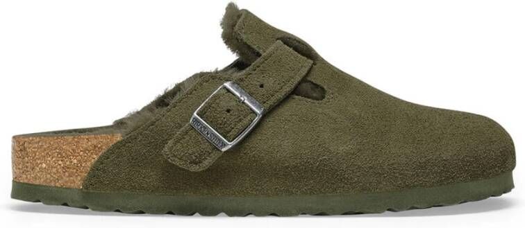 Birkenstock Boston Fur Dames Green- Dames Green