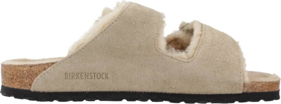 Birkenstock Klassieke Slide Sandalen in Zwart Beige Dames