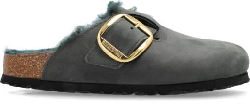 Birkenstock Klompen Boston Big Buckle Shearling Green Dames