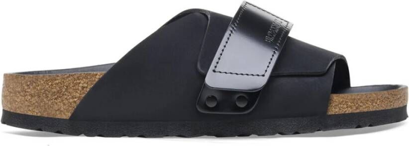 Birkenstock Kyoto Sandalen Zwart Velours Leer Black Dames